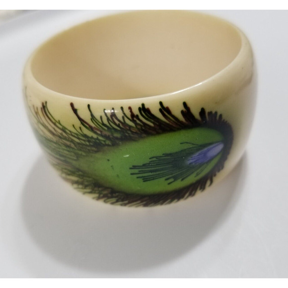 2 1/2" peacock feather bangle bracelet one and three quarters wide b48 - Picture 2 of 11